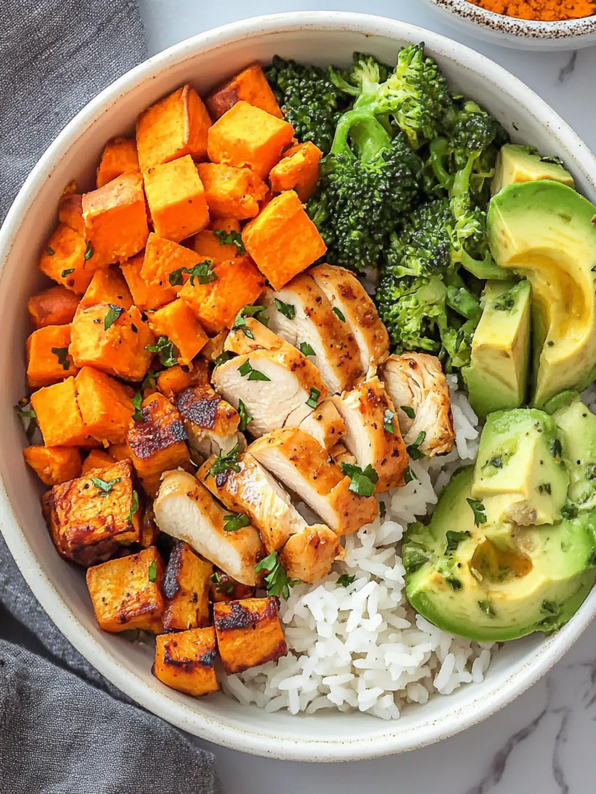 Healthy Chicken & Sweet Potato Rice Bowl