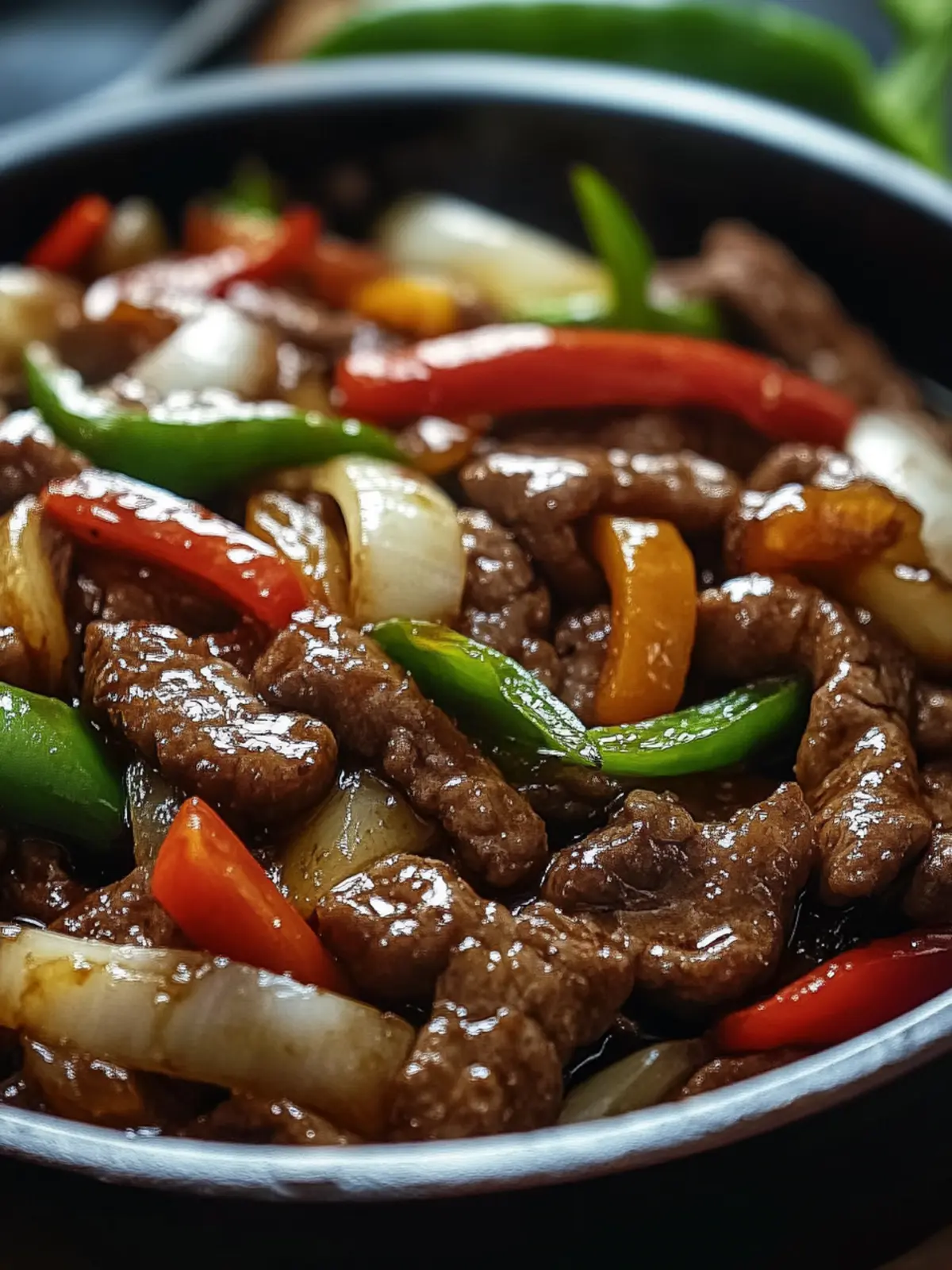 Sizzling Chinese Pepper Steak with Onions