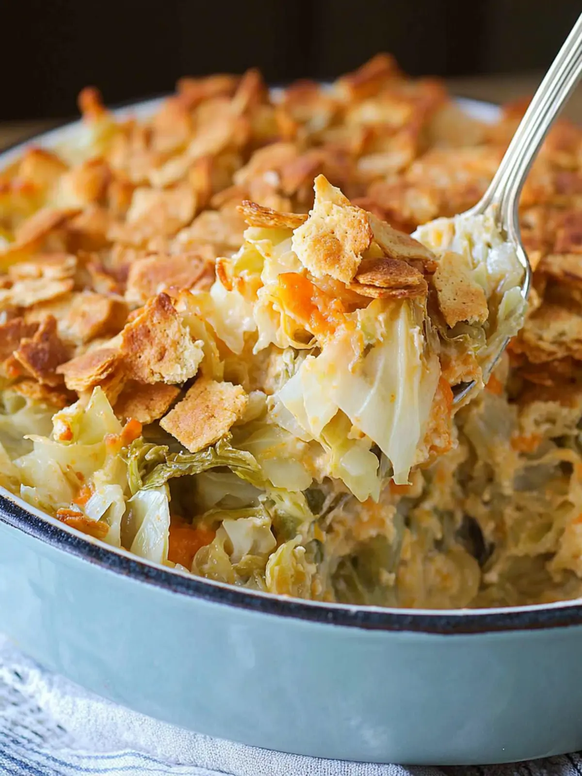 Cheesy Cabbage Casserole with Ritz Crackers Topping