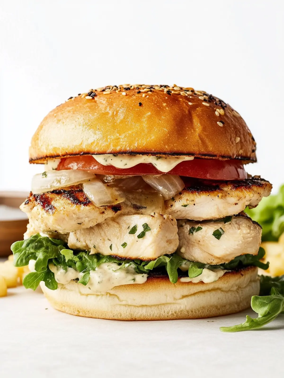 Super-Juicy Grilled Chicken Caesar Burger