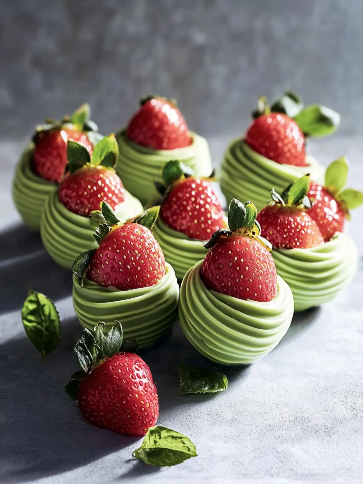 Matcha-Covered Strawberries