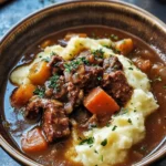 Irish Ale Beef Stew with Garlic Mashed Potatoes
