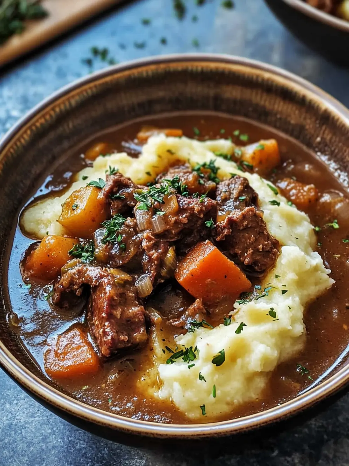 Irish Ale Beef Stew with Garlic Mashed Potatoes