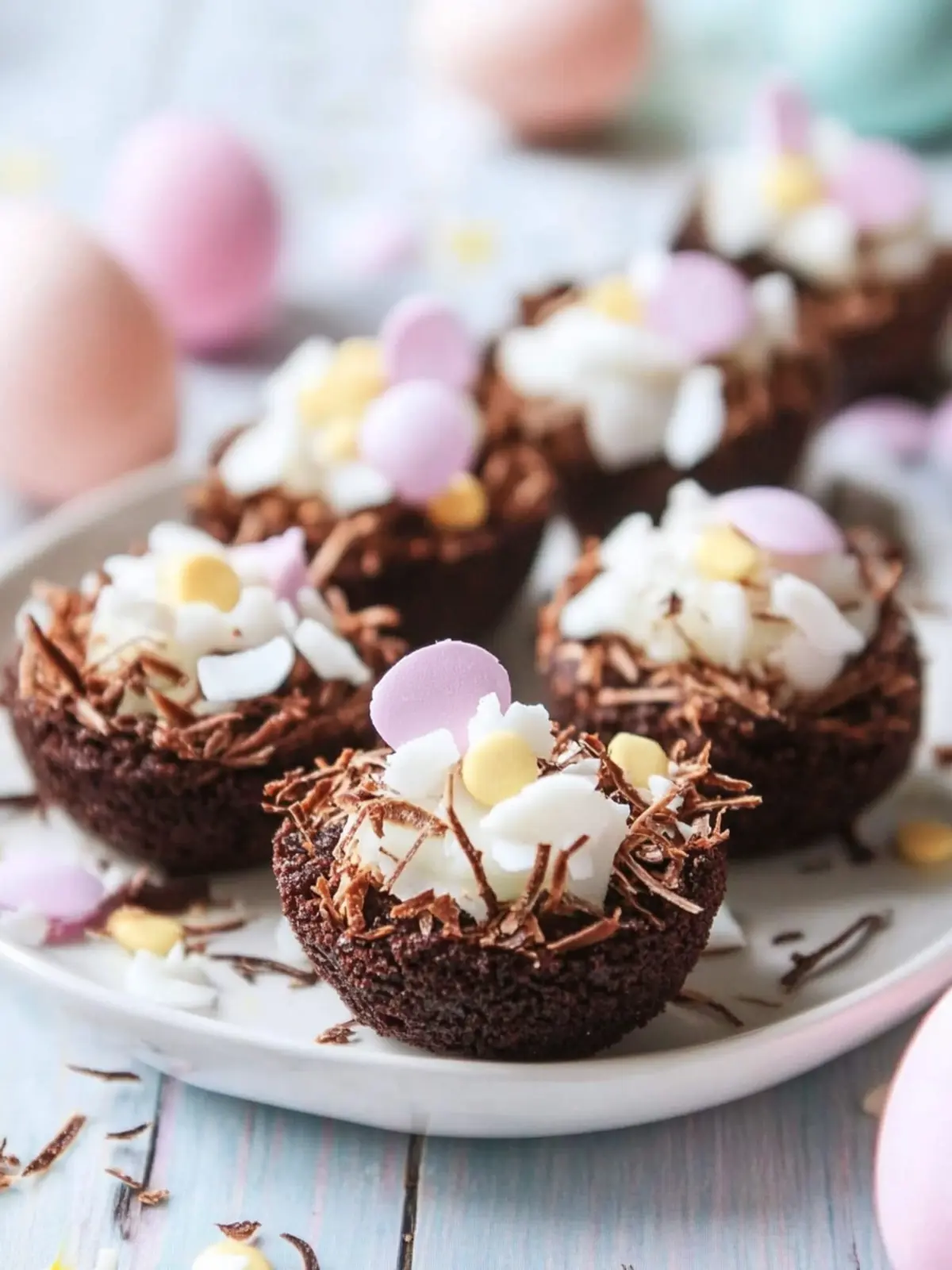 Coconut Brownie Bite Easter Nests