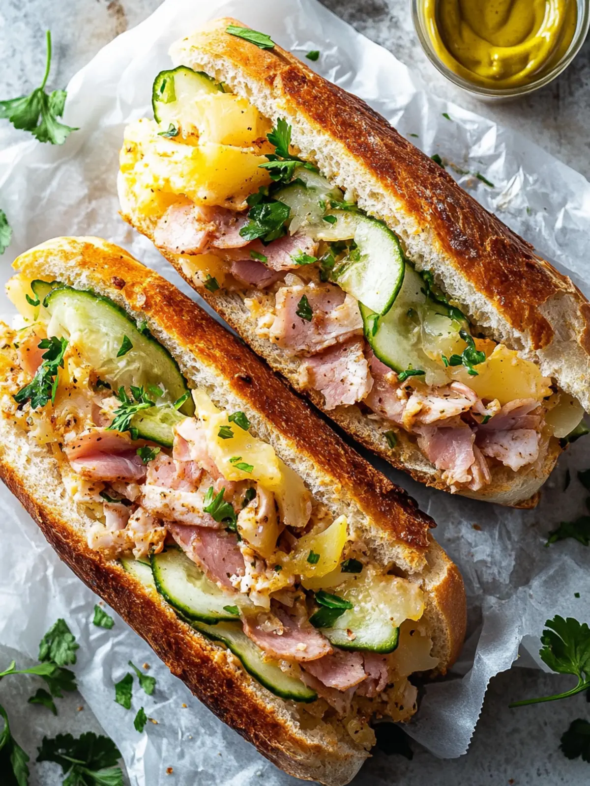 Cuban Garlic Bread Sandwiches