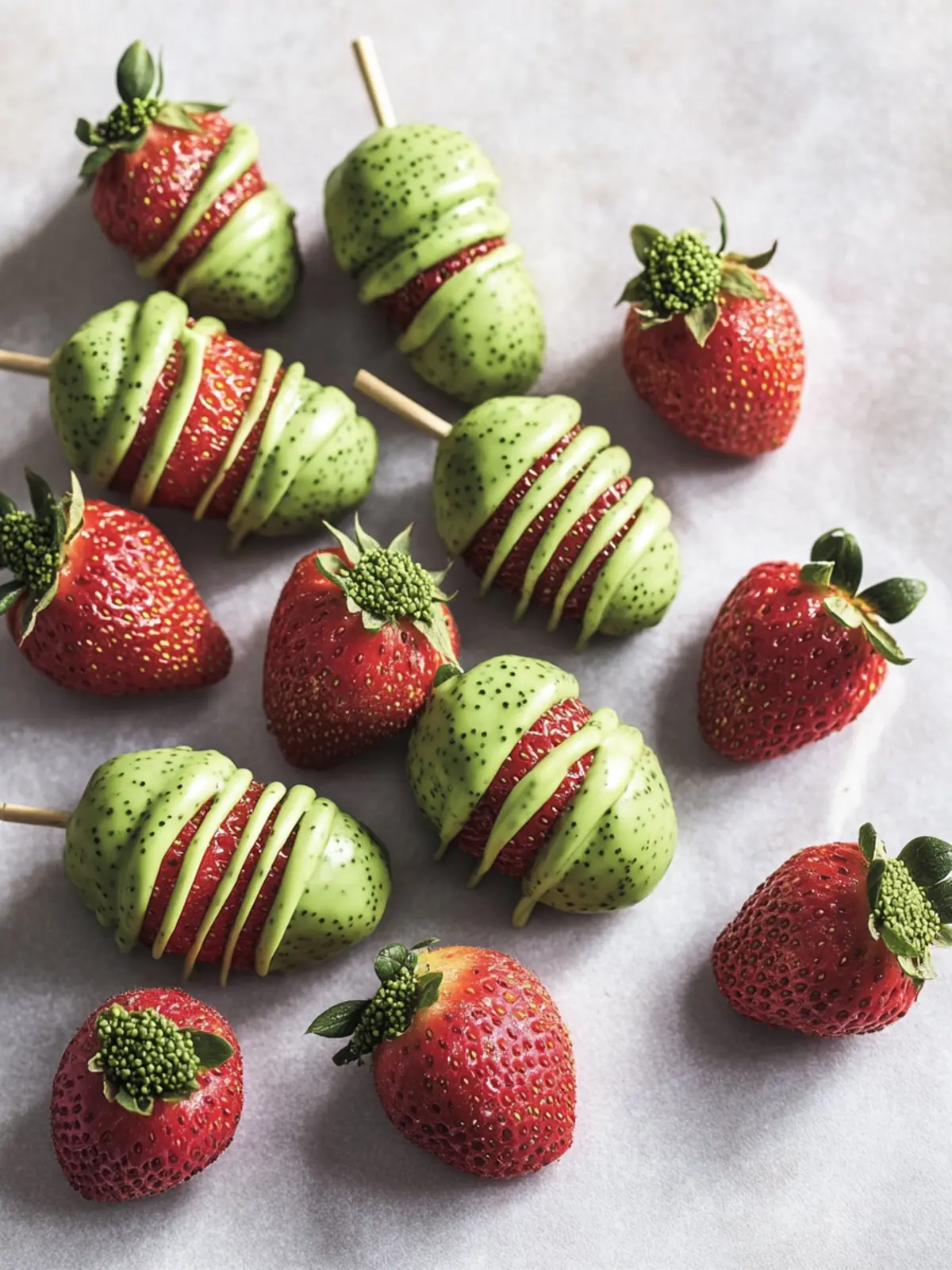 Matcha-Covered Strawberries