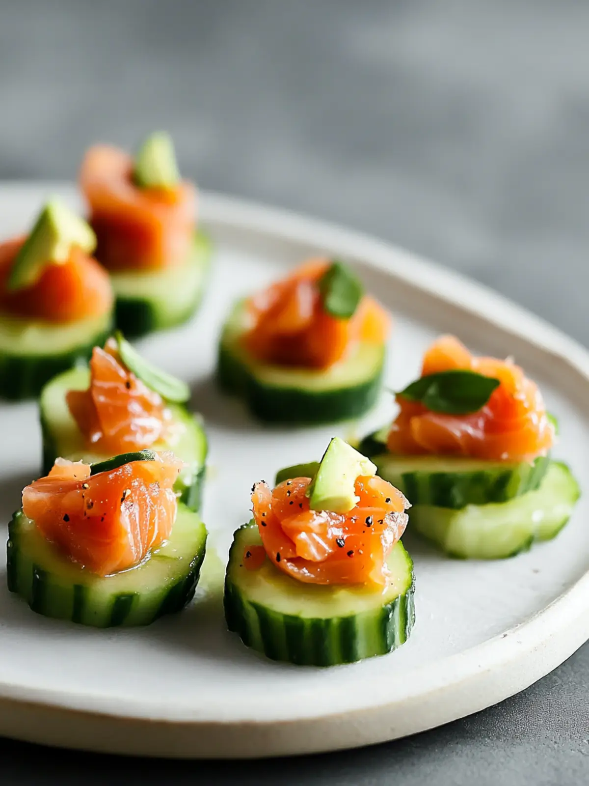 Smoked Salmon, Avocado and Cucumber Bites