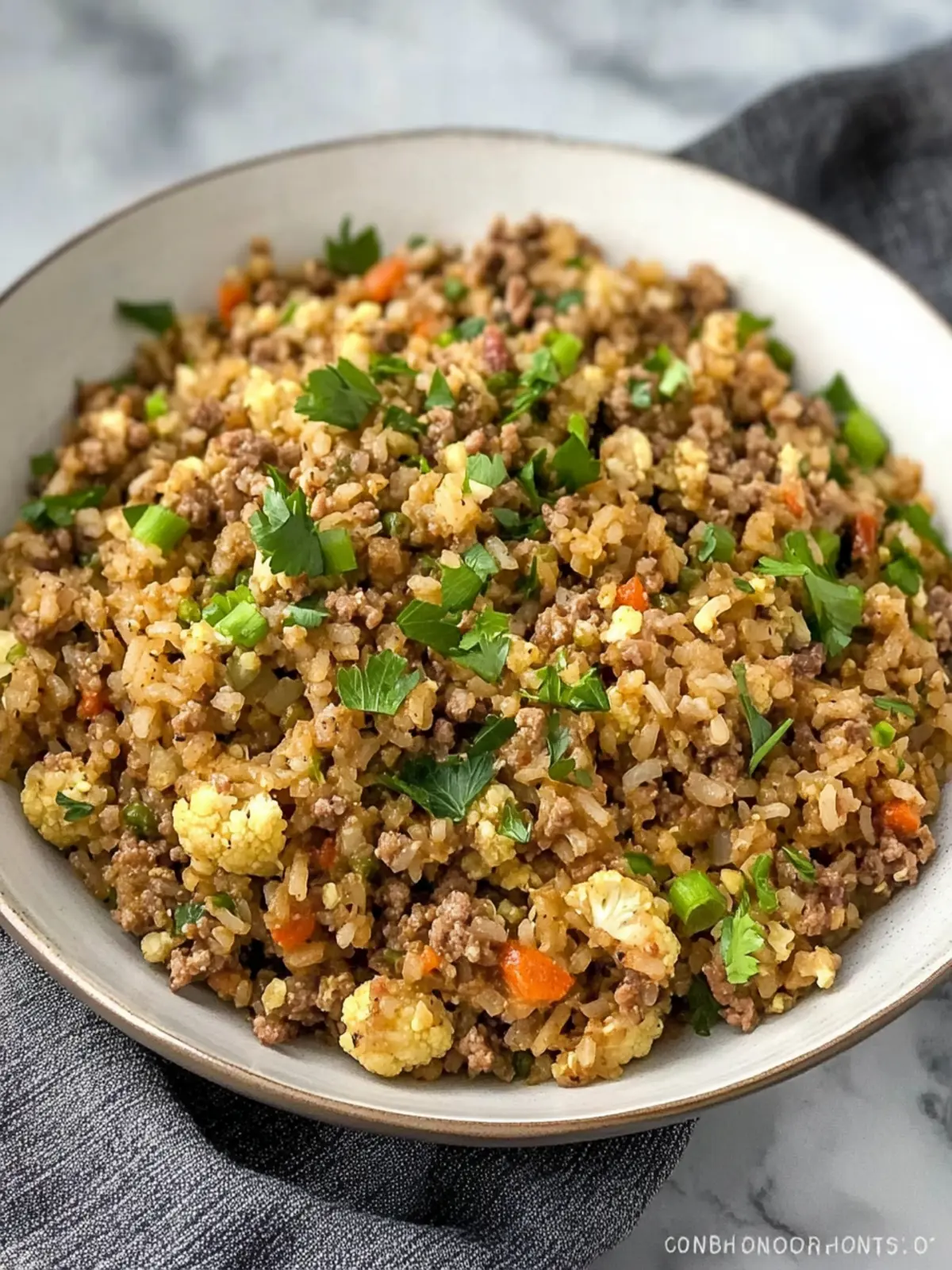Keto Cauliflower Dirty Rice