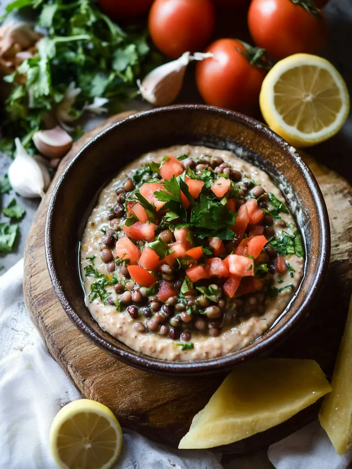 Easy Black-Eyed Pea Dip Recipe with Tahini, Tomatoes, and Garlic