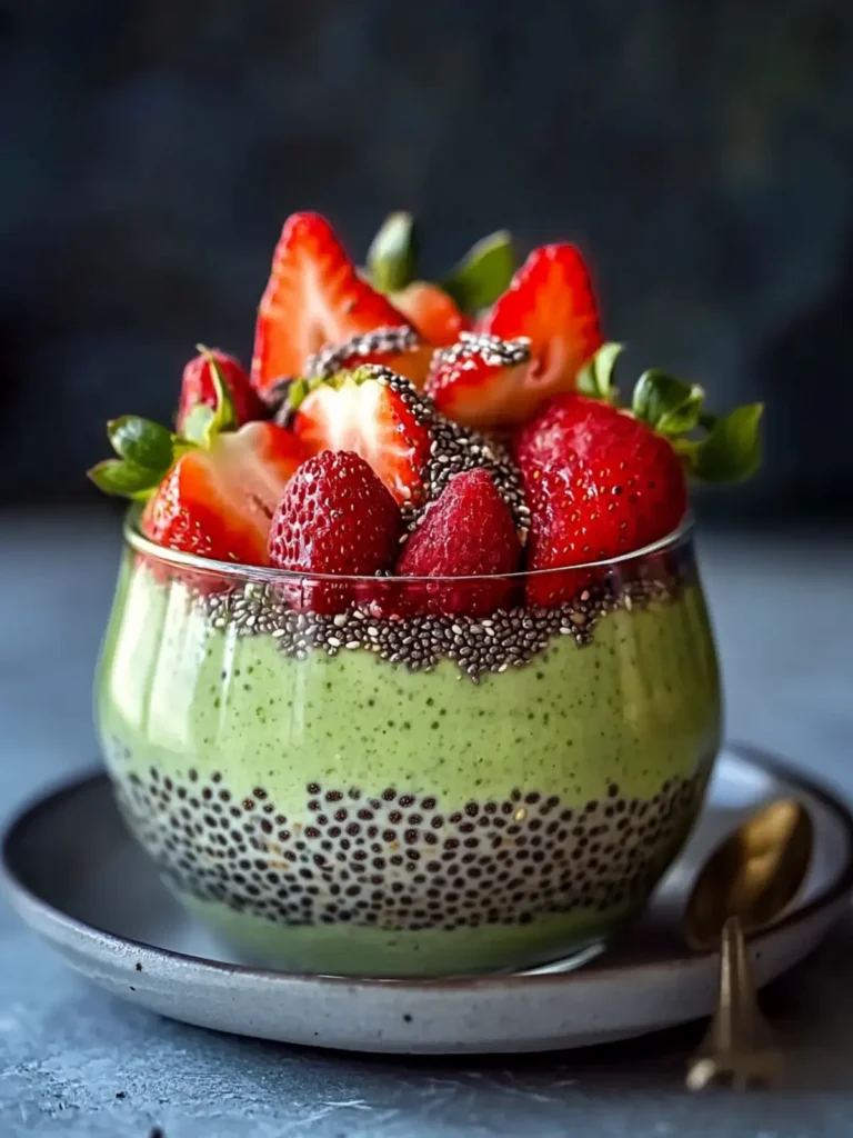 Strawberry Matcha Layered Chia