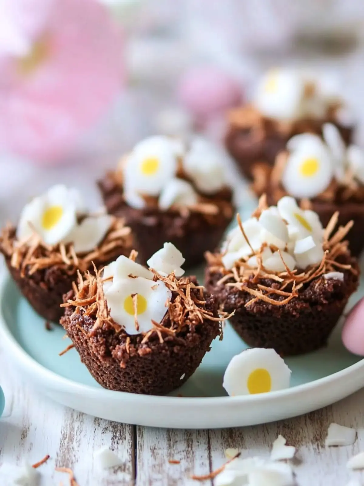 Coconut Brownie Bite Easter Nests