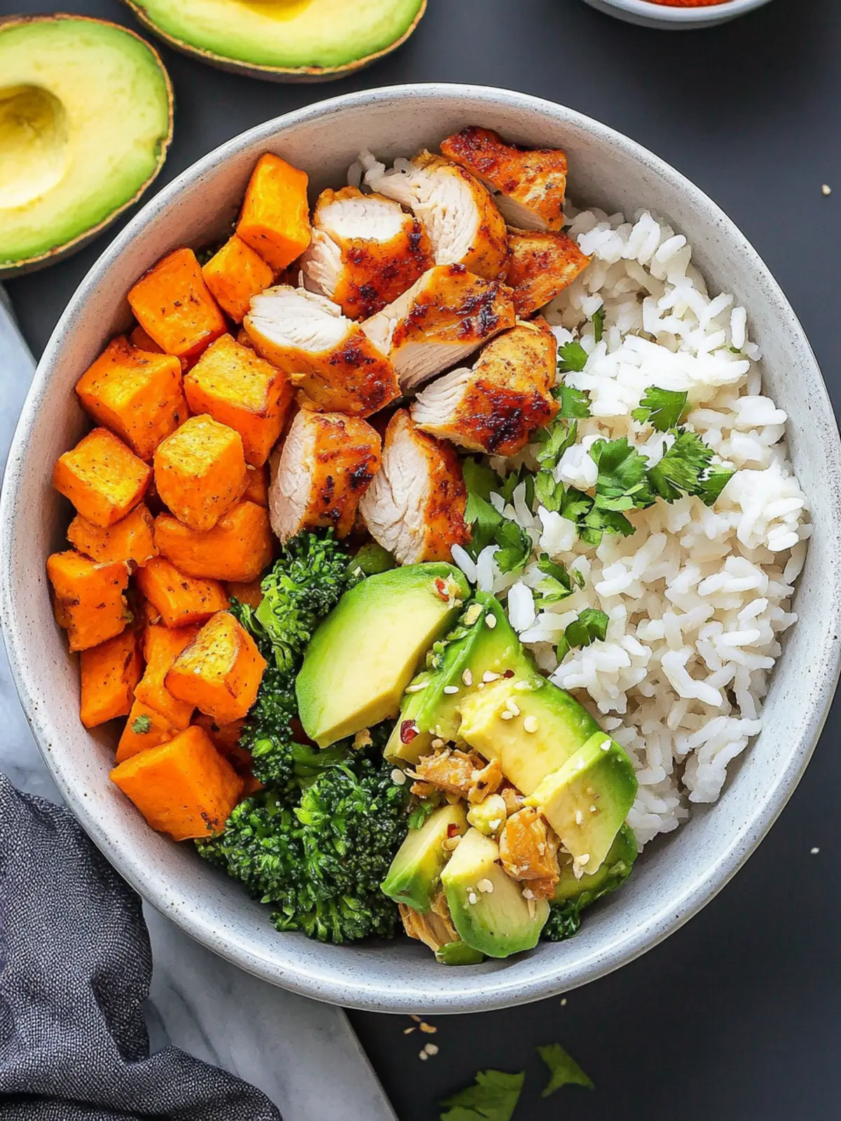 Healthy Chicken & Sweet Potato Rice Bowl