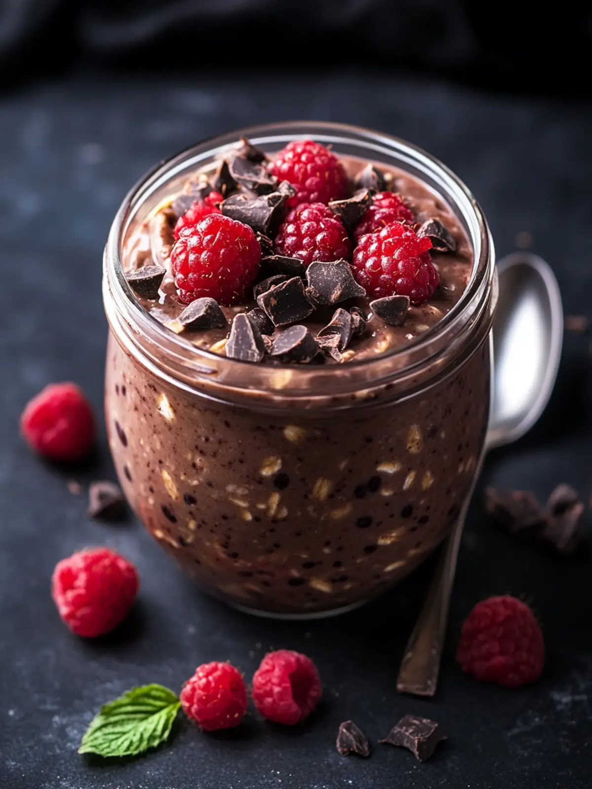 Dark Chocolate Raspberry Overnight Oats