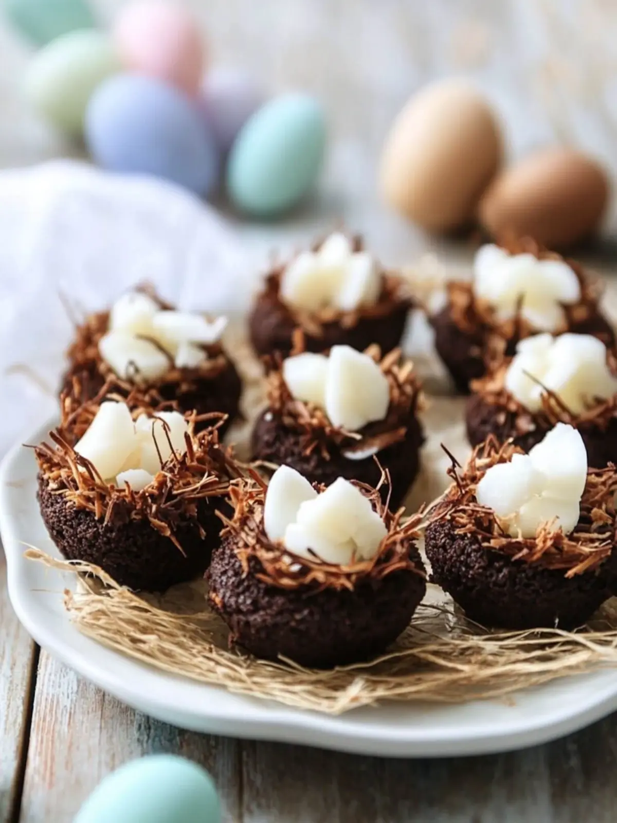 Coconut Brownie Bite Easter Nests