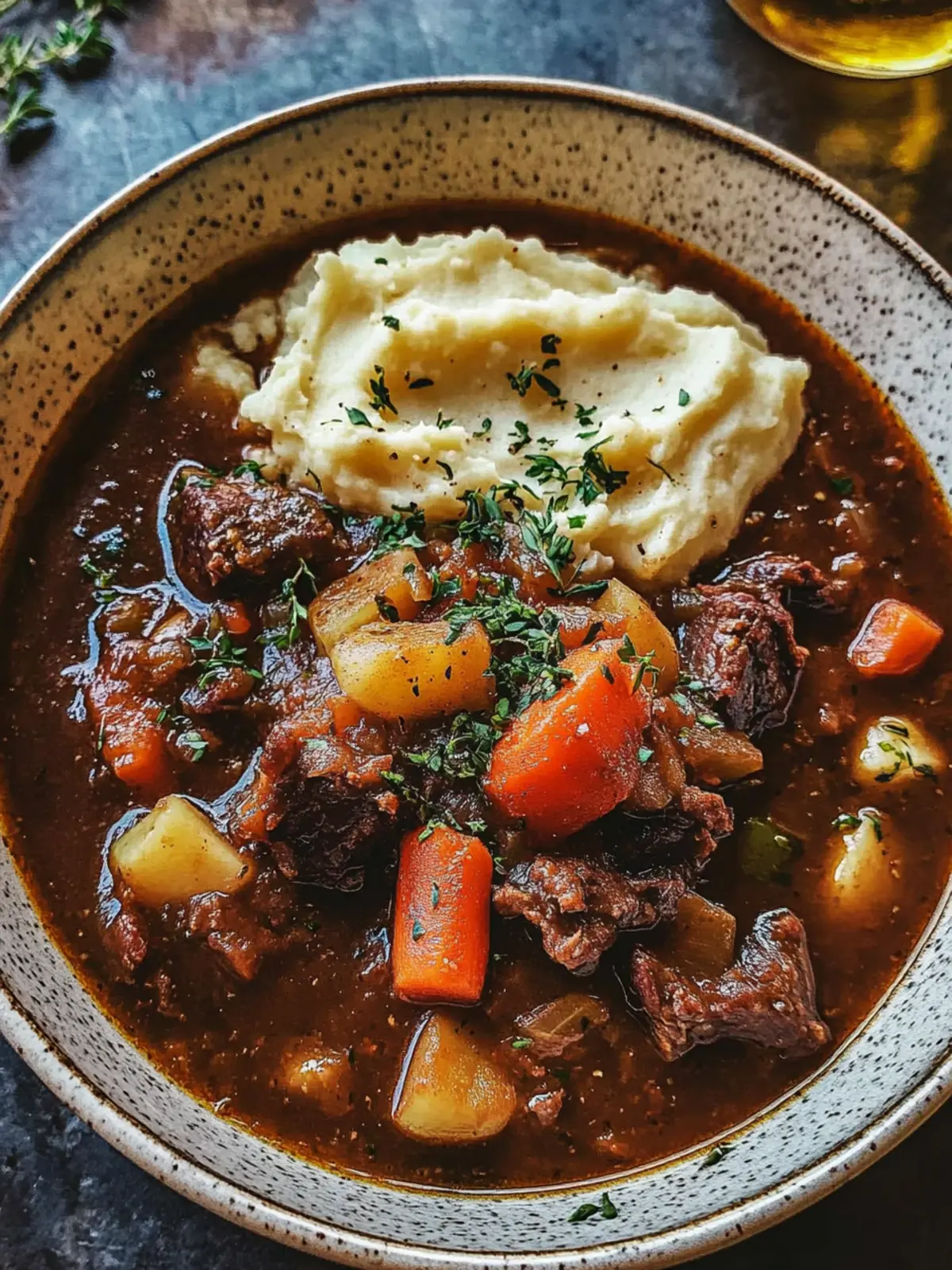 Irish Ale Beef Stew with Garlic Mashed Potatoes