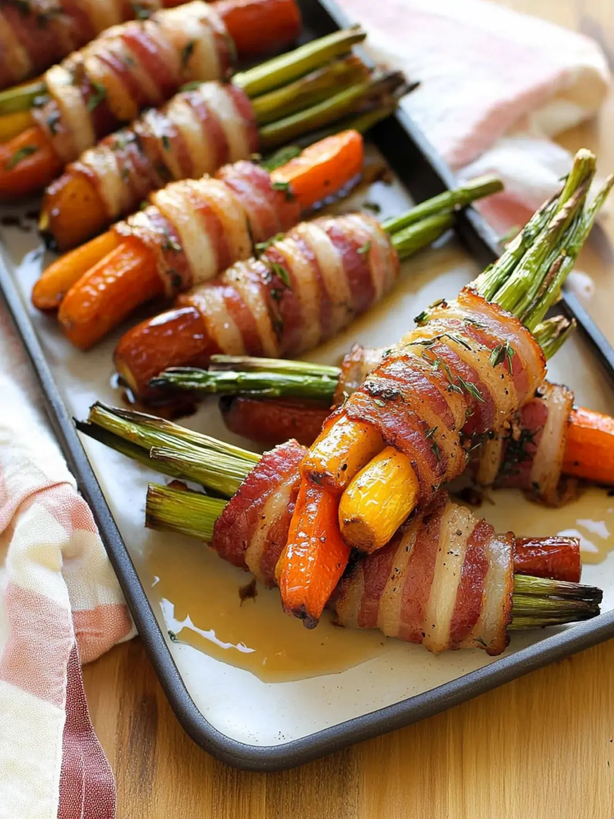Bacon Wrapped Vegetables with Maple Glaze