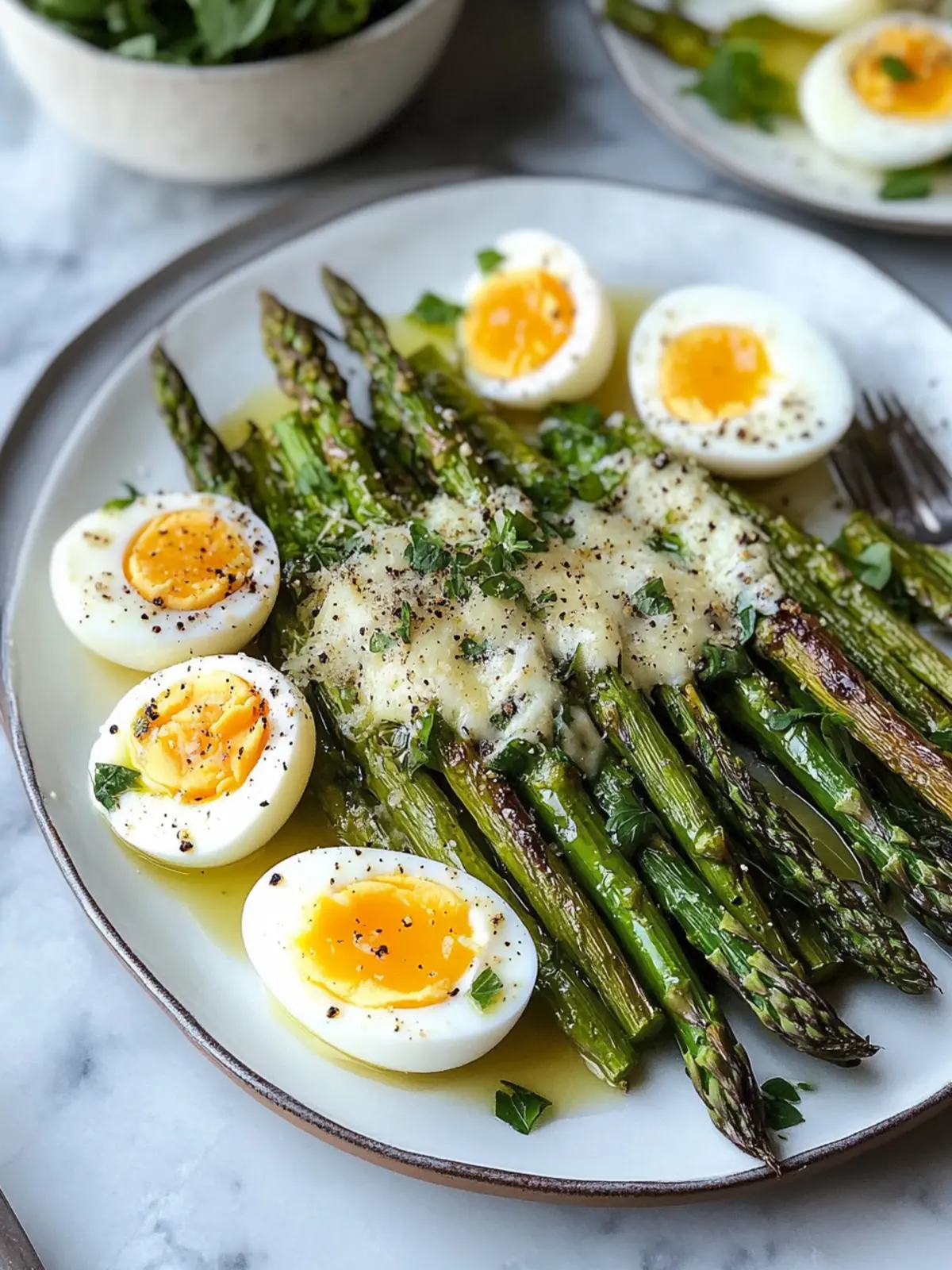 Roasted Asparagus with Parmesan and Soft-Boiled Eggs
