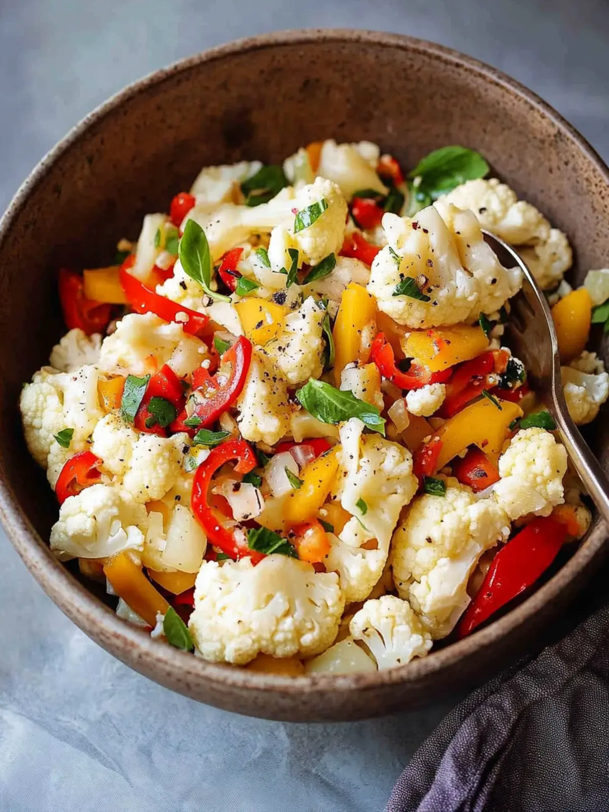Cauliflower Salad with Pepperoncini & Peppers