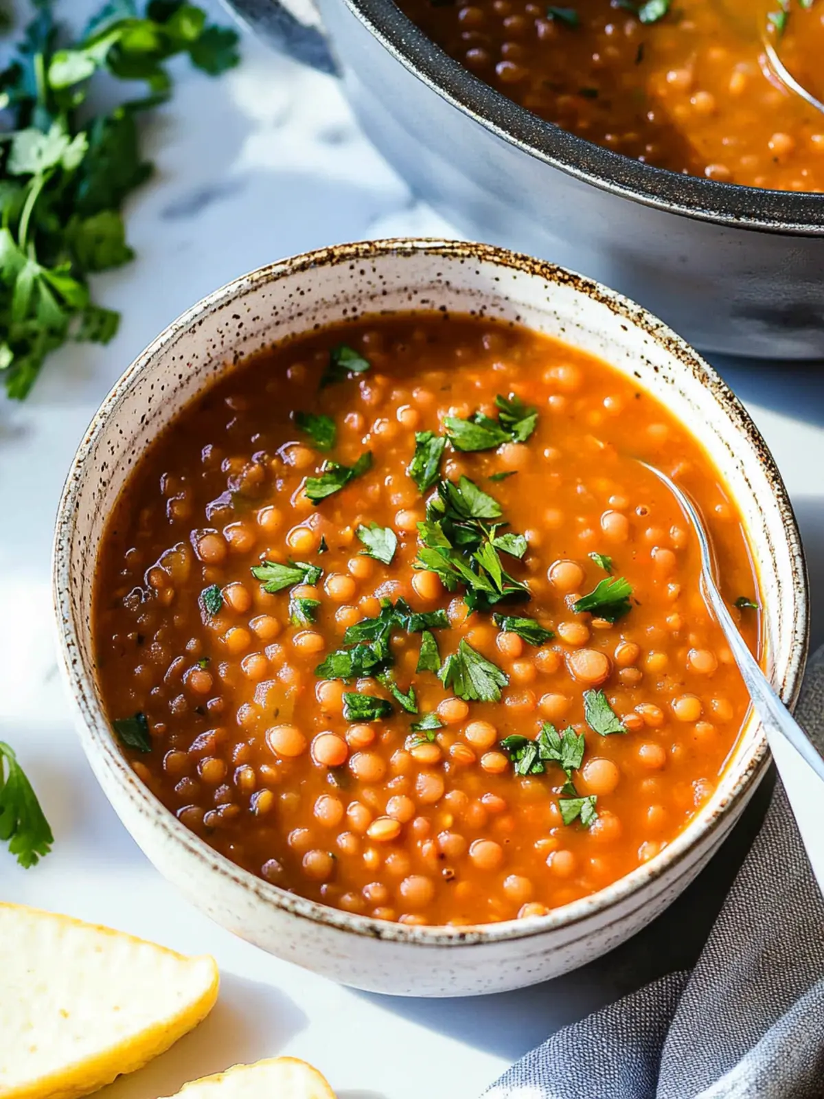 30-Minute Moroccan Lentil Soup with Brown Lentils