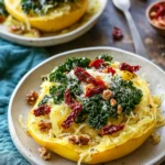Roasted Garlic and Kale Spaghetti Squash with Sun-Dried Tomatoes