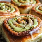 Warm Pistachio Cream Cinnamon Rolls