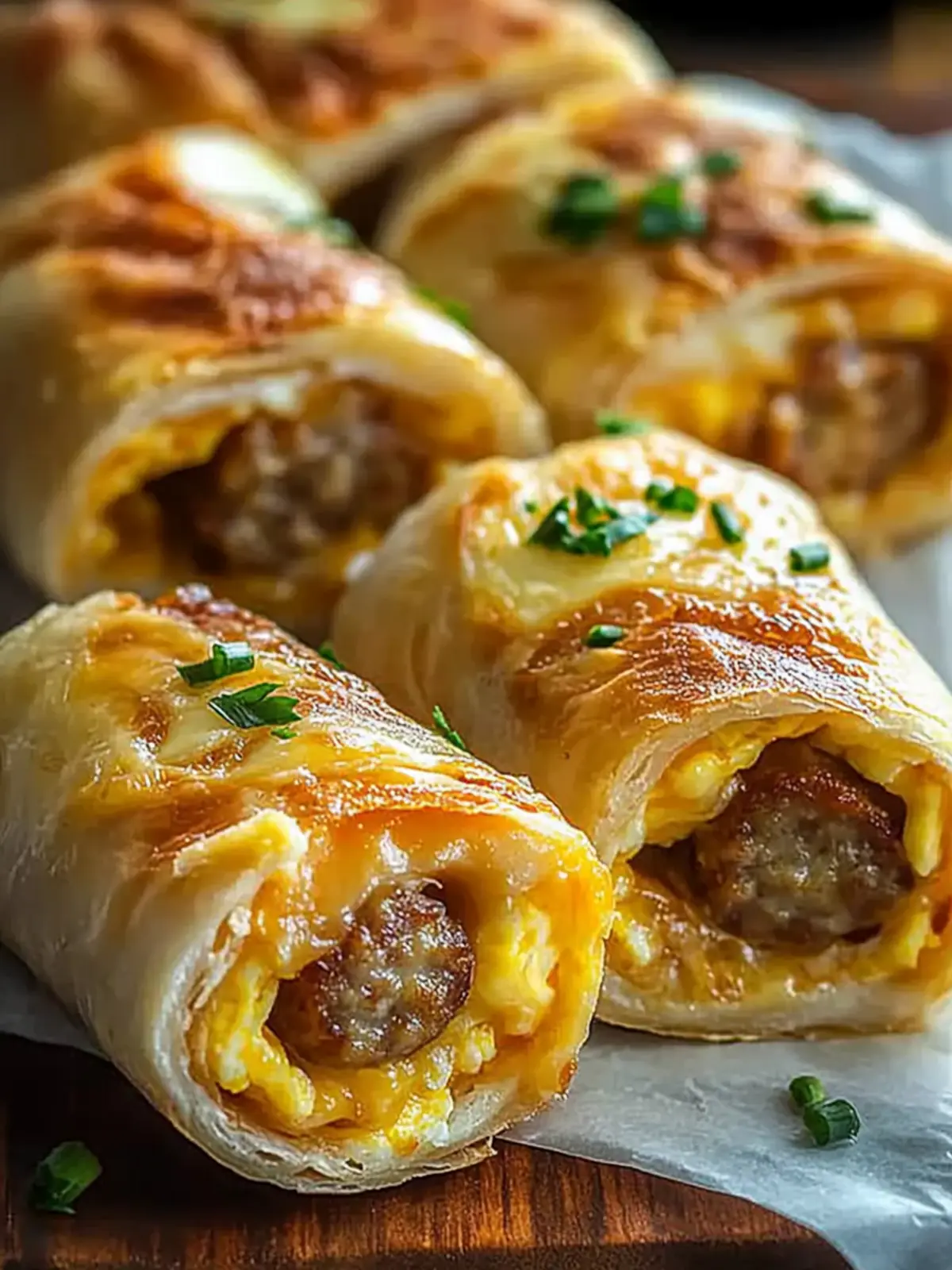 Cheesy Sausage Egg Breakfast Roll-Ups