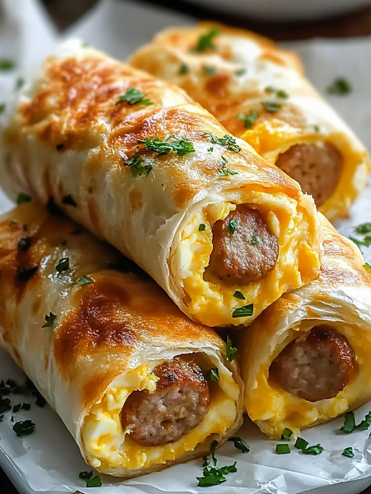 Cheesy Sausage Egg Breakfast Roll-Ups