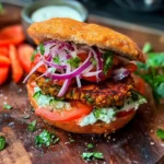Crispy Lentil Veggie Patties Sandwich