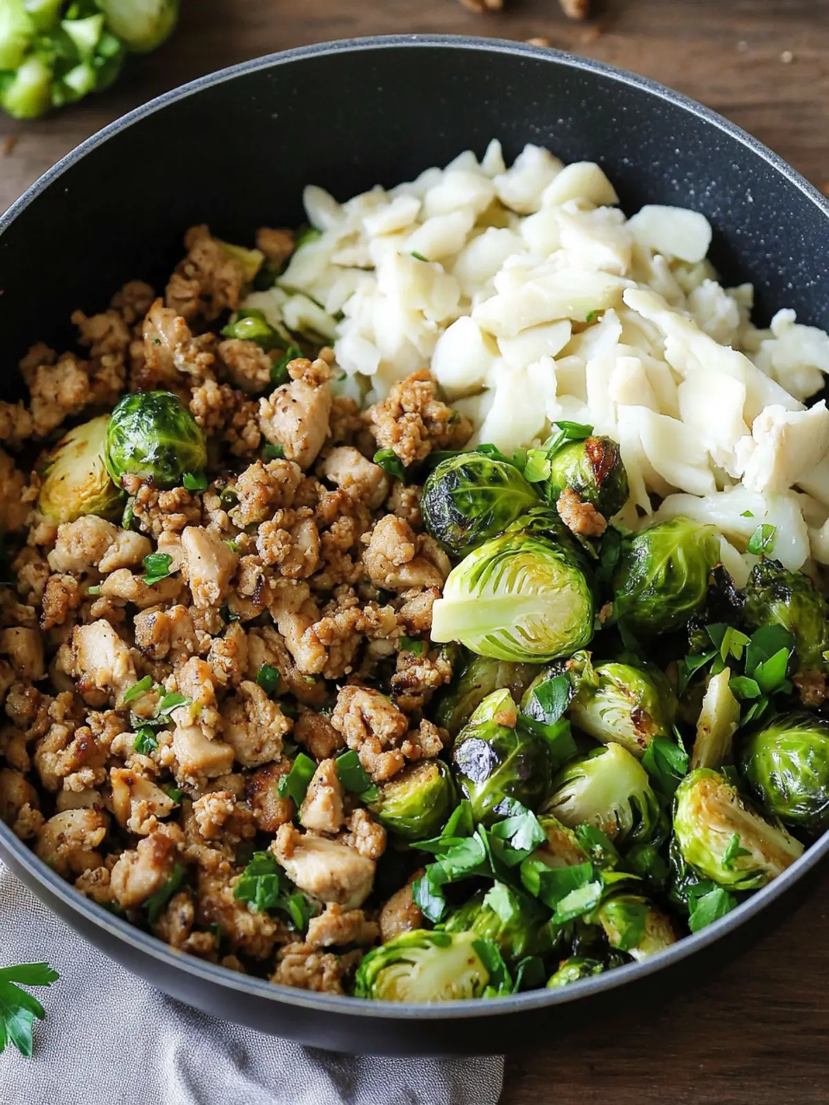 Ground Chicken and Brussels Sprouts