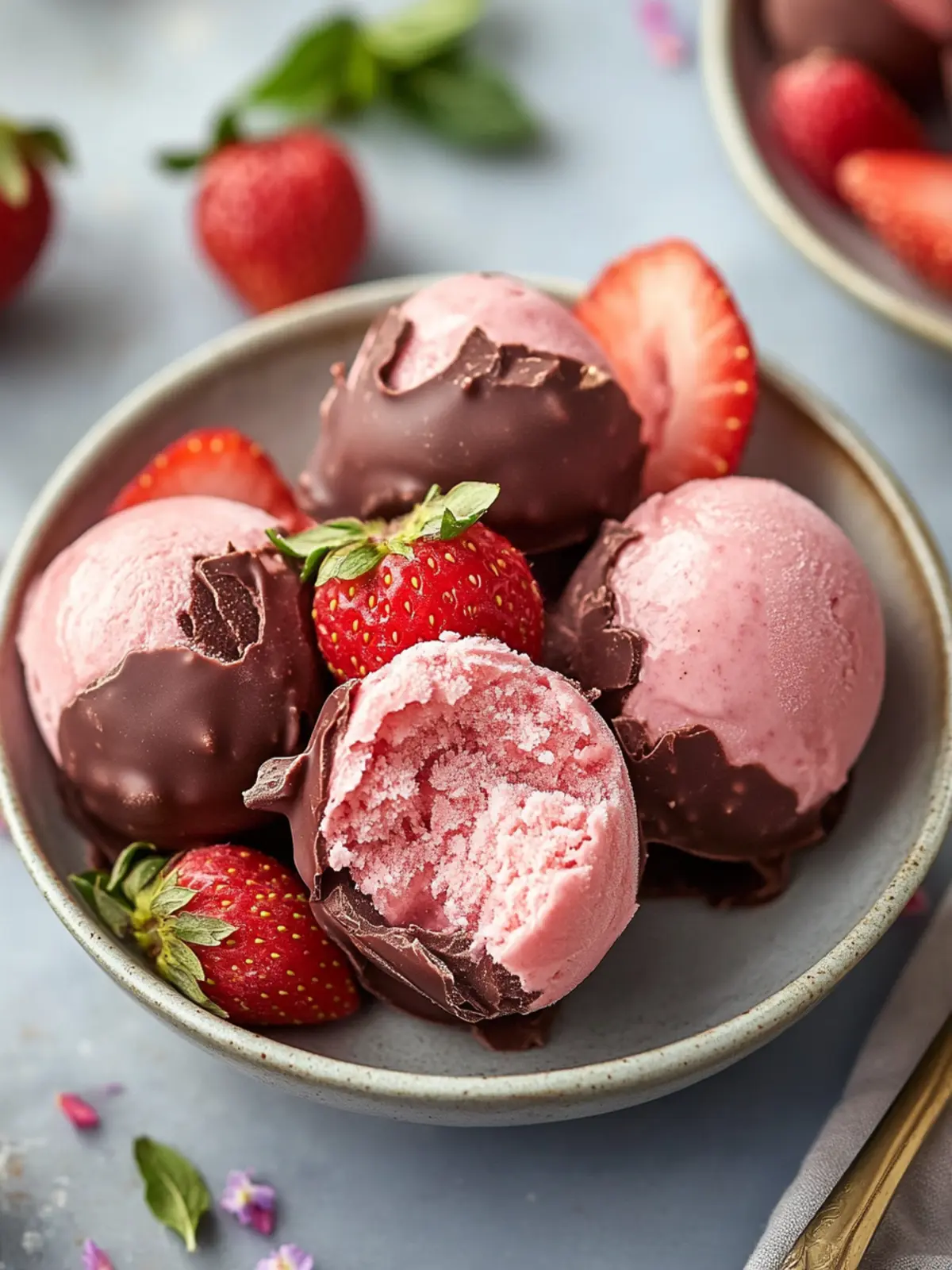 Irresistible Chocolate Strawberry Frozen Yogurt Bites