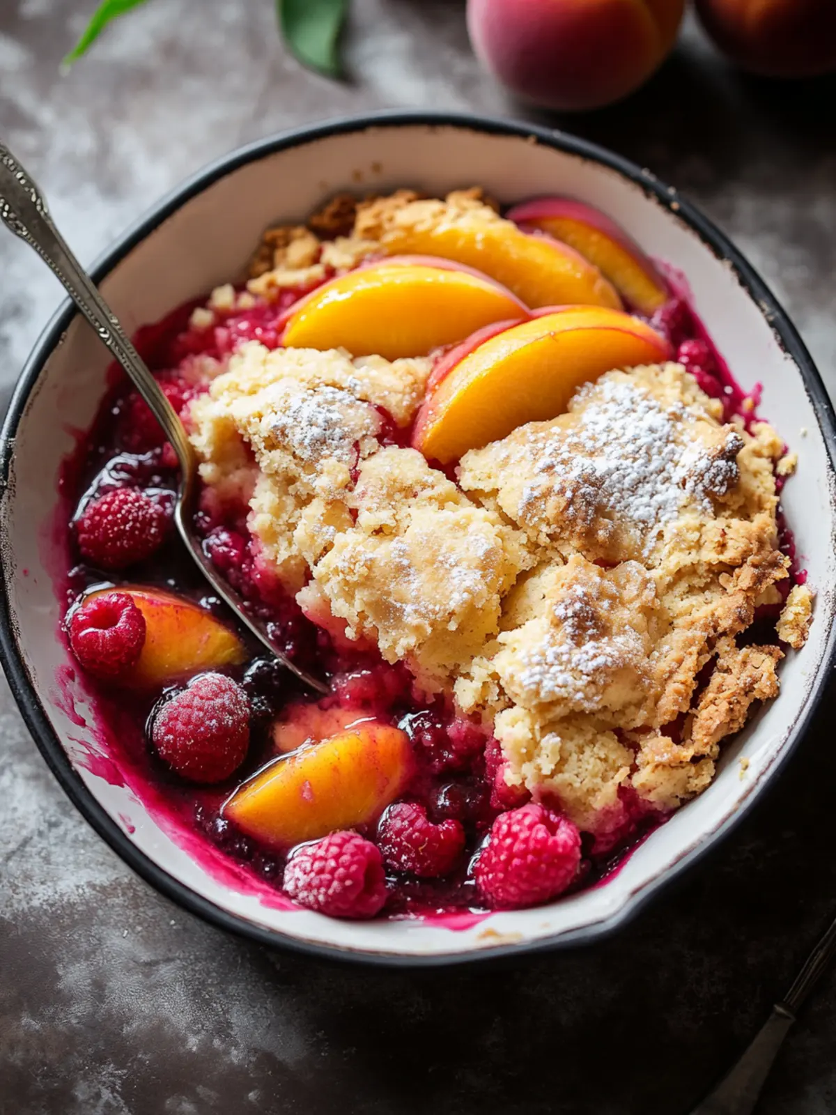 Easy Peach and Raspberry Cobbler