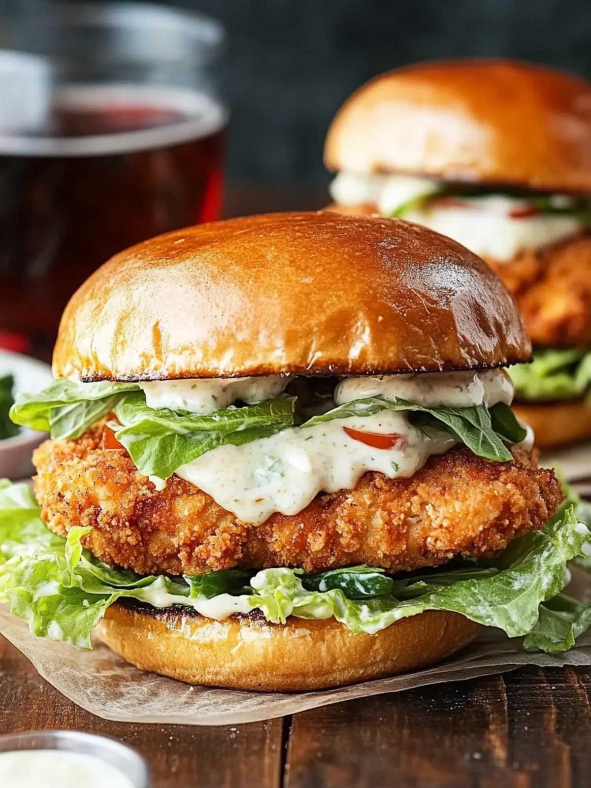 Panko Chicken Caesar Burgers