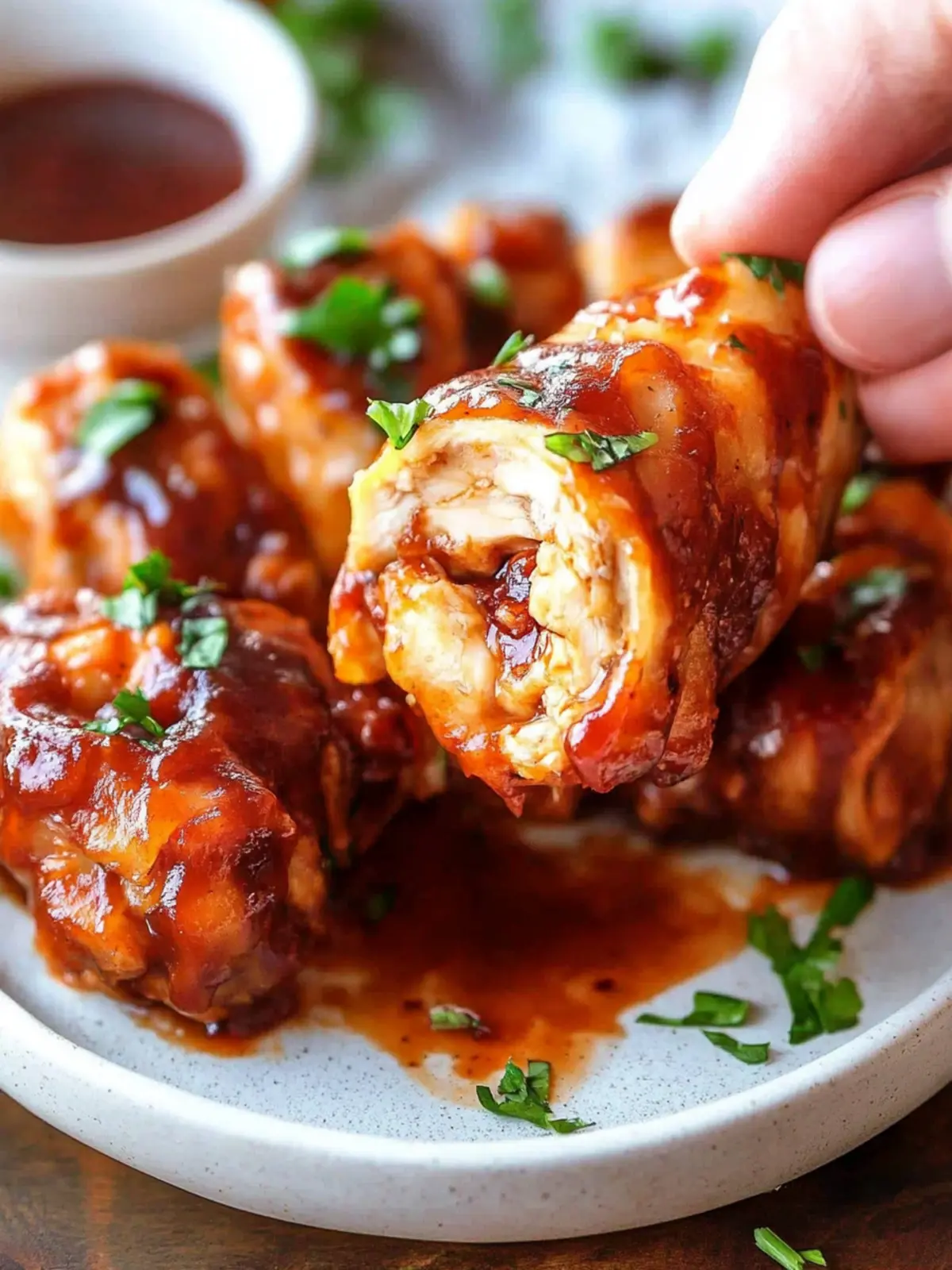 Air Fryer BBQ Chicken Roll-Ups