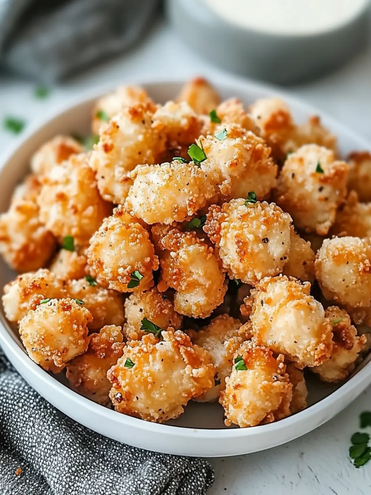 Baked Popcorn Chicken with Garlic Parmesan