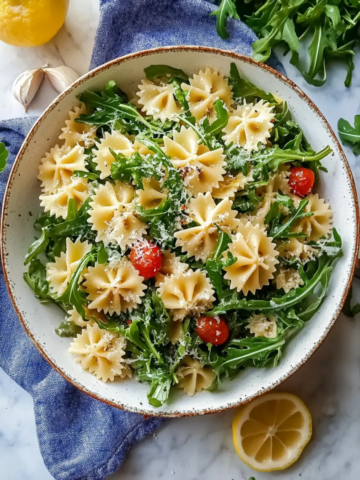 Zesty Lemon Arugula Pasta Salad