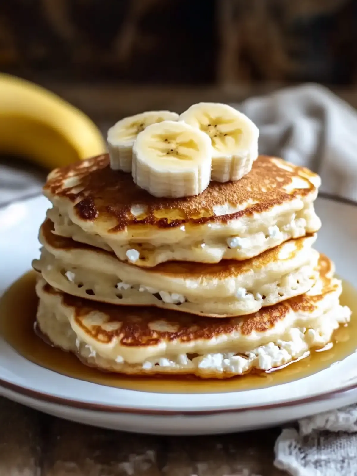 Fluffy Banana Cottage Cheese Pancakes