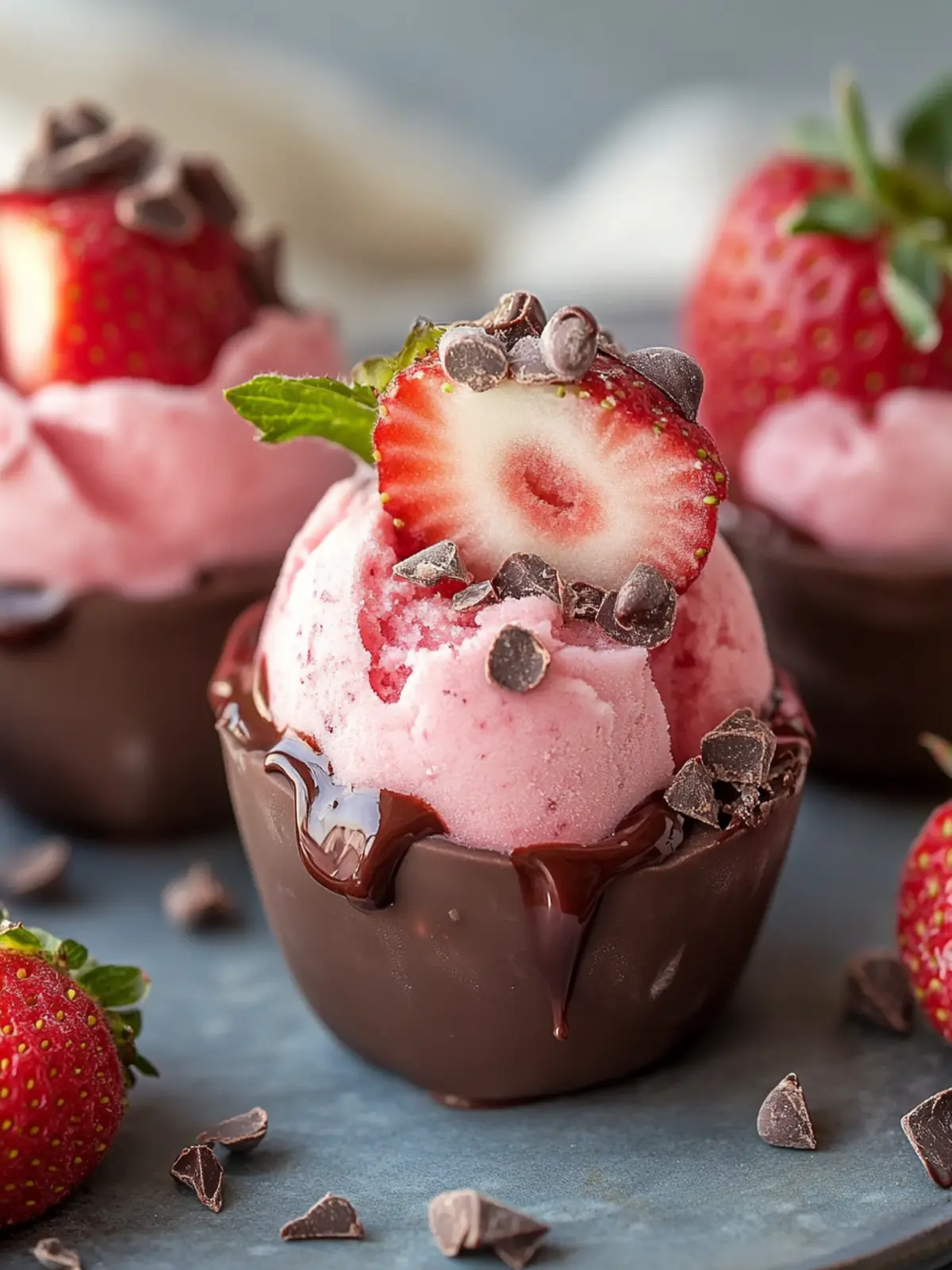 Irresistible Chocolate Strawberry Frozen Yogurt Bites