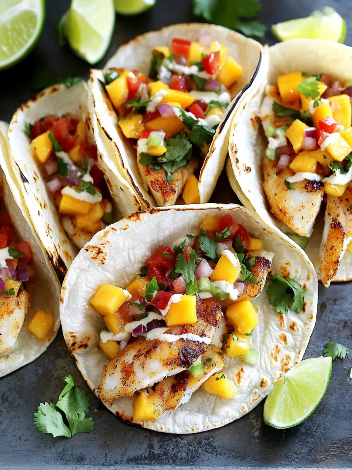 Fish Tacos With Mango Salsa And Zesty Lime Mayo
