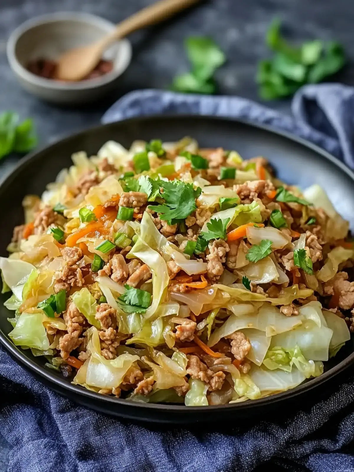 Easy Ground Chicken & Cabbage Stir Fry