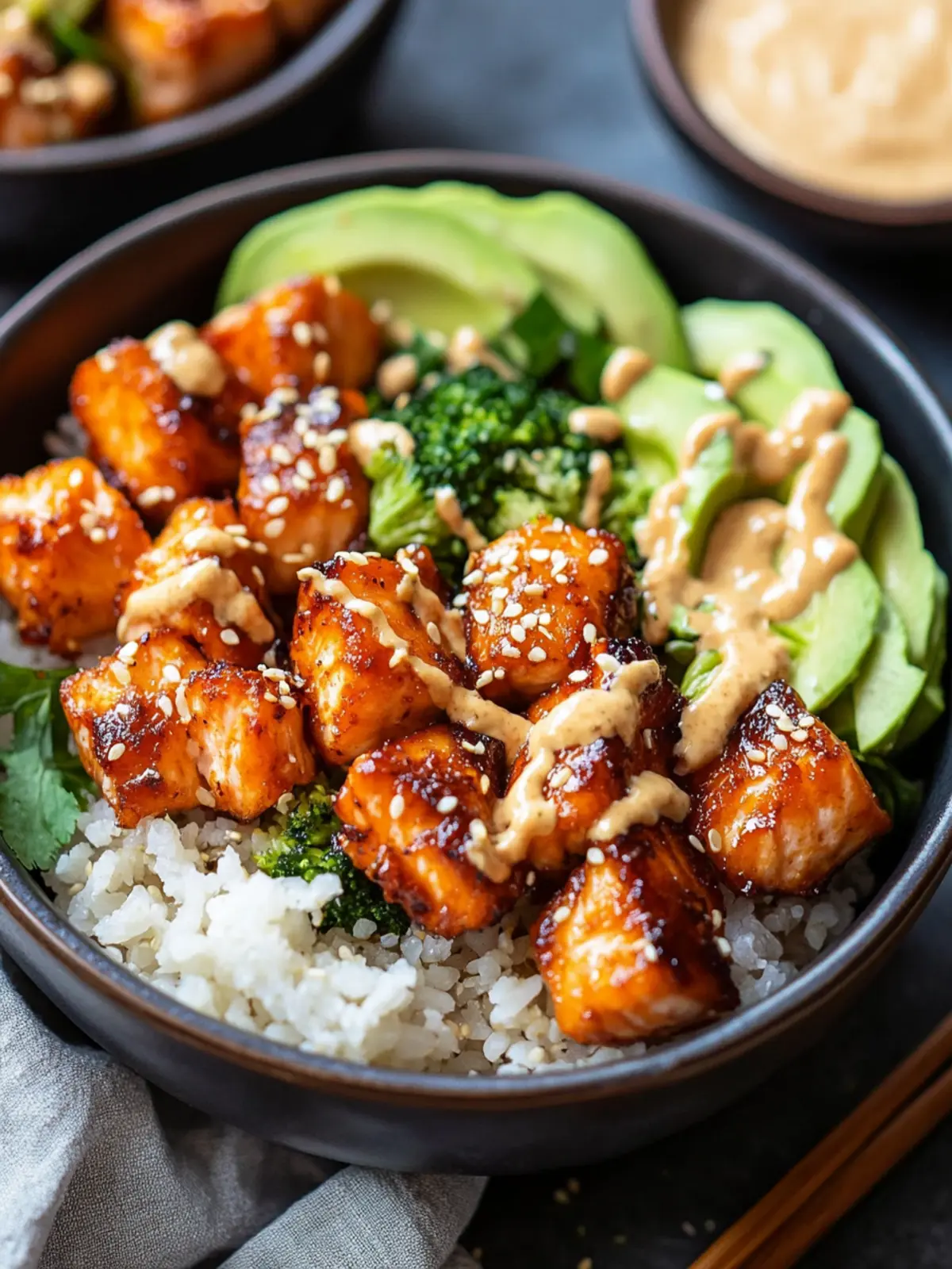 Crispy Bang Bang Salmon Bites Bowls