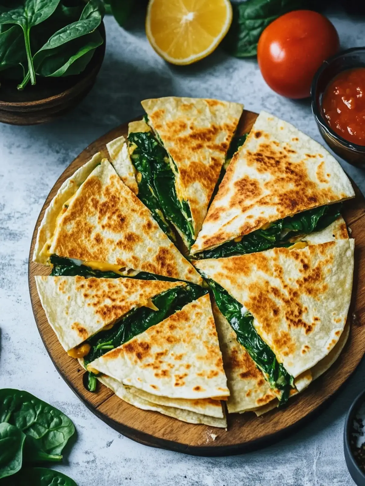 Vegan Spinach Quesadillas