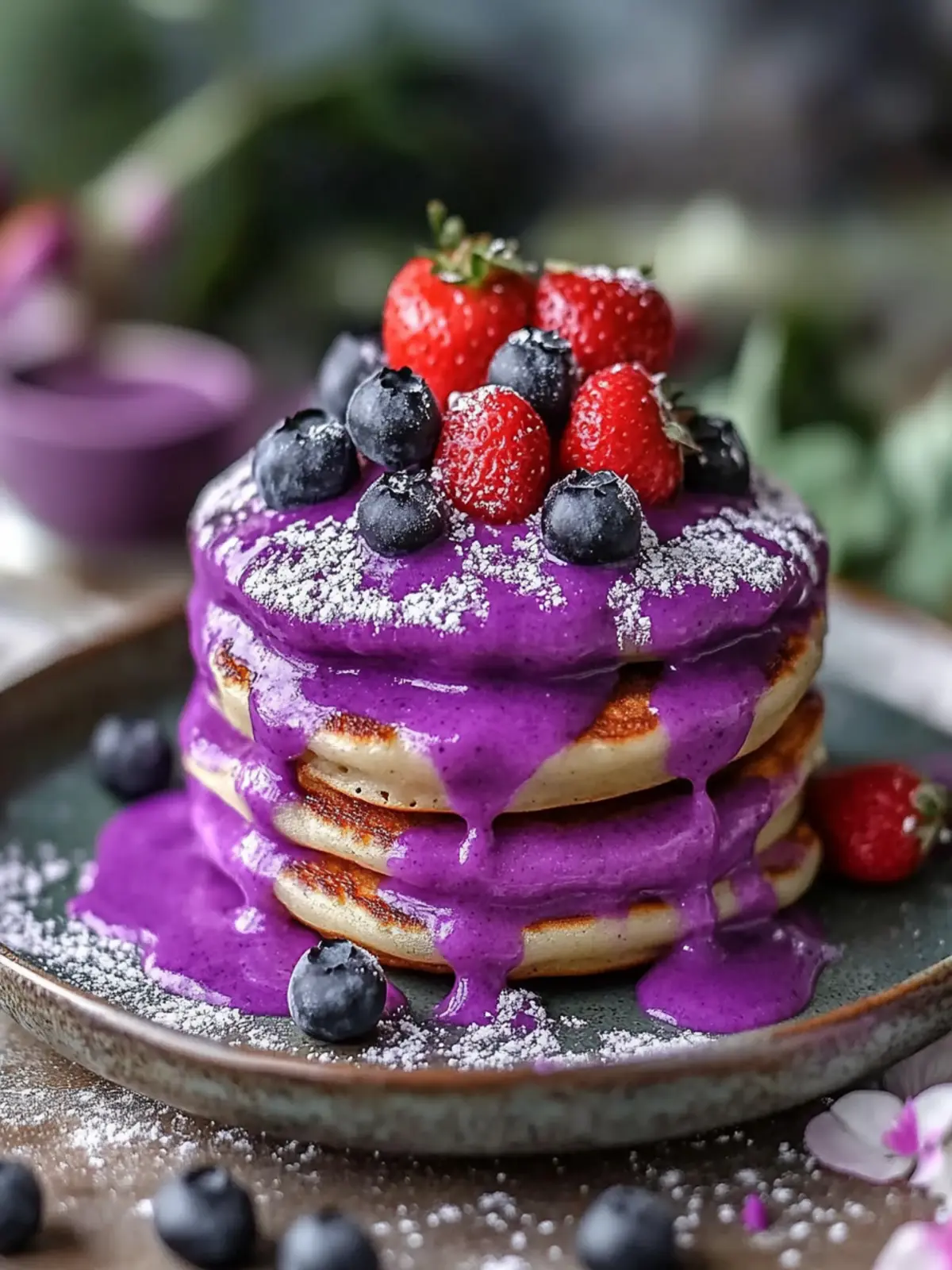 Delicious Ube Mochi Pancakes