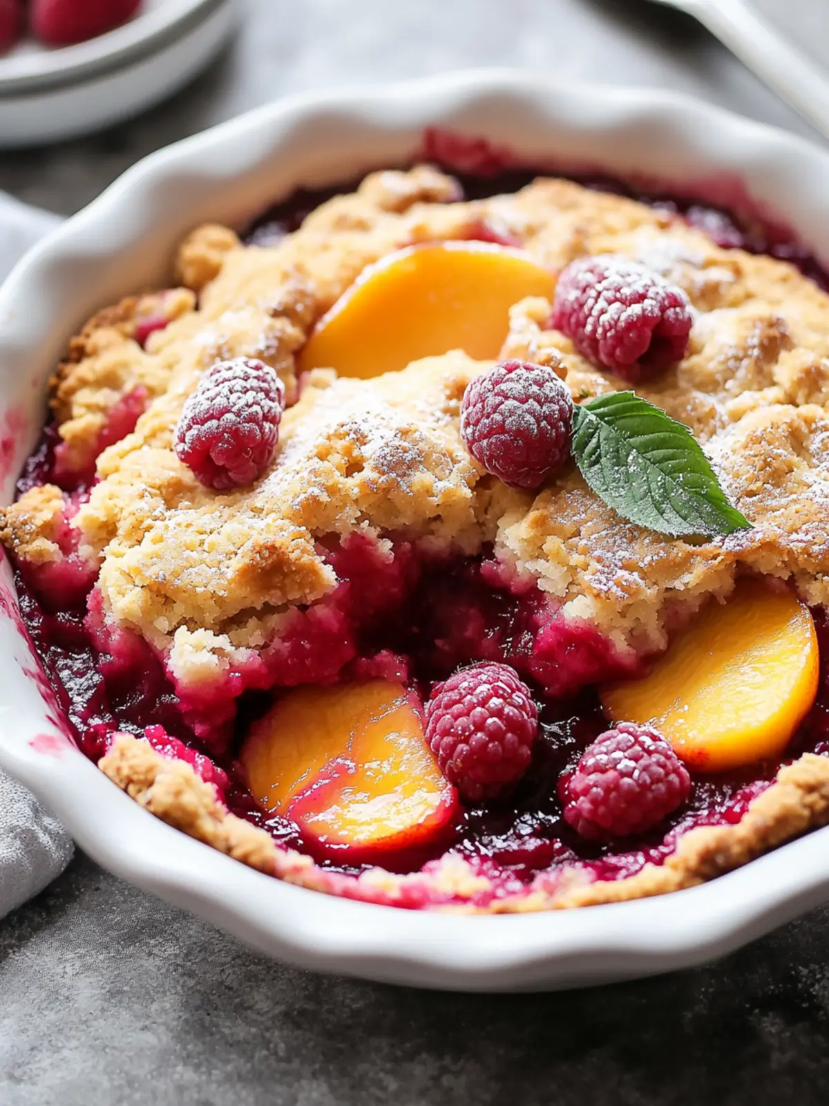 Easy Peach and Raspberry Cobbler