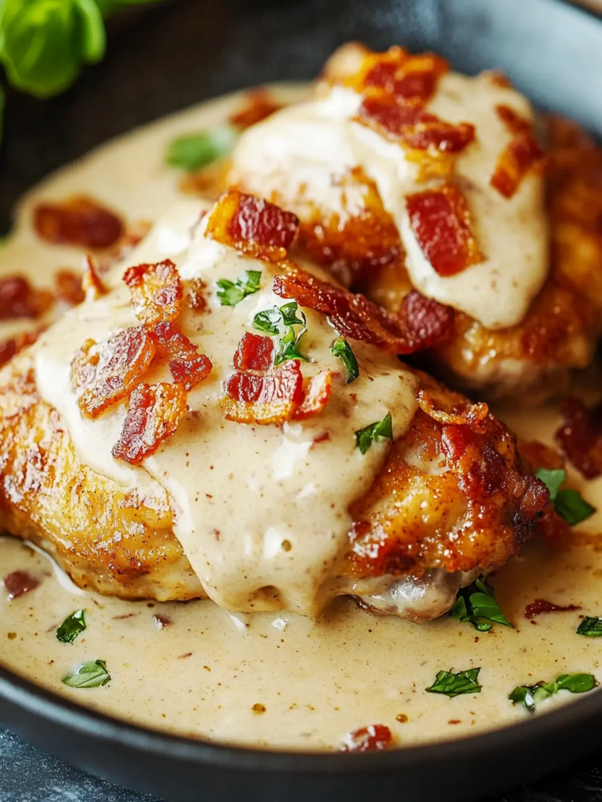 Pan-Fried Chicken with Creamy Bacon Sauce