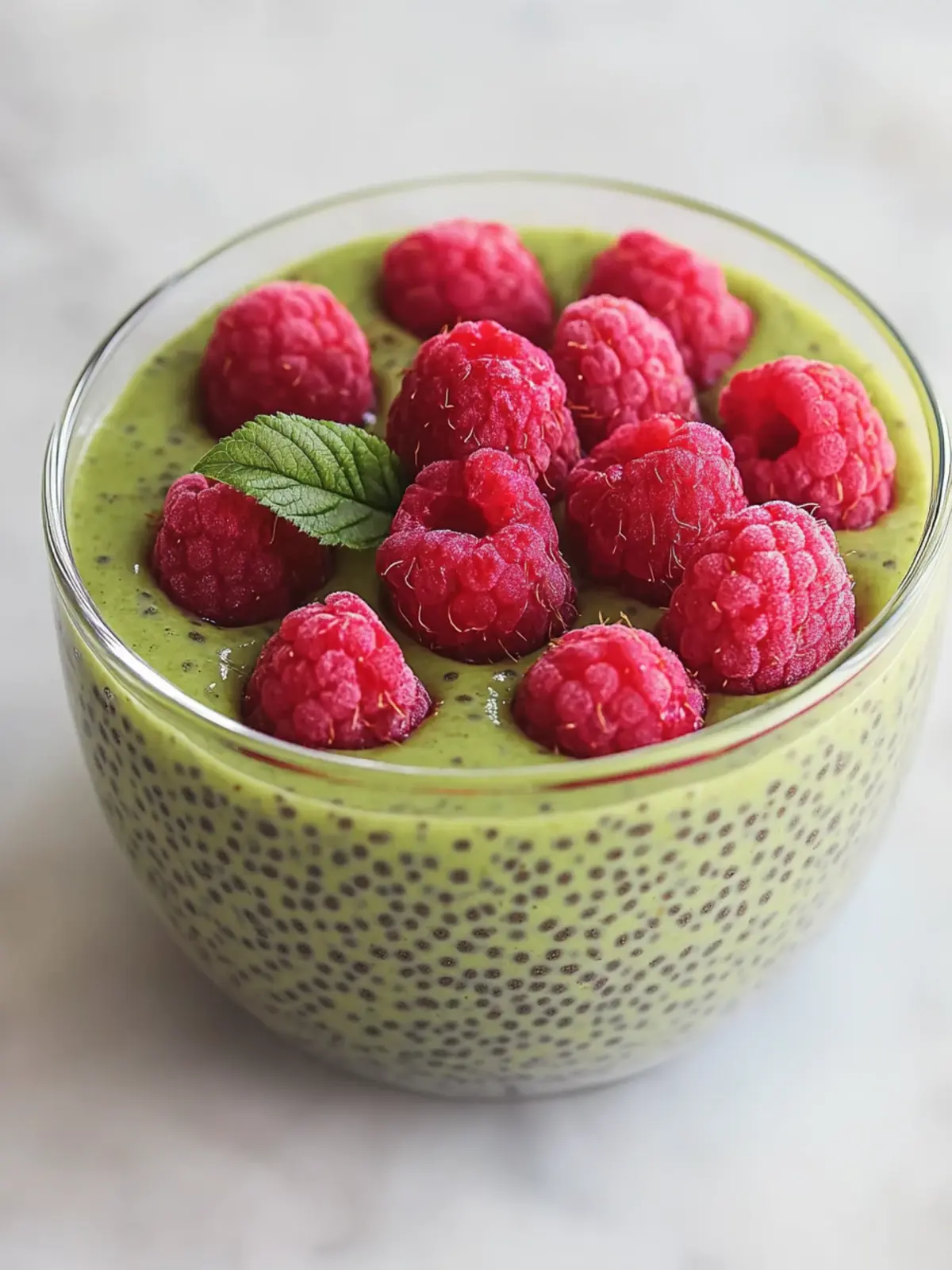 Raspberry Matcha Chia Pudding