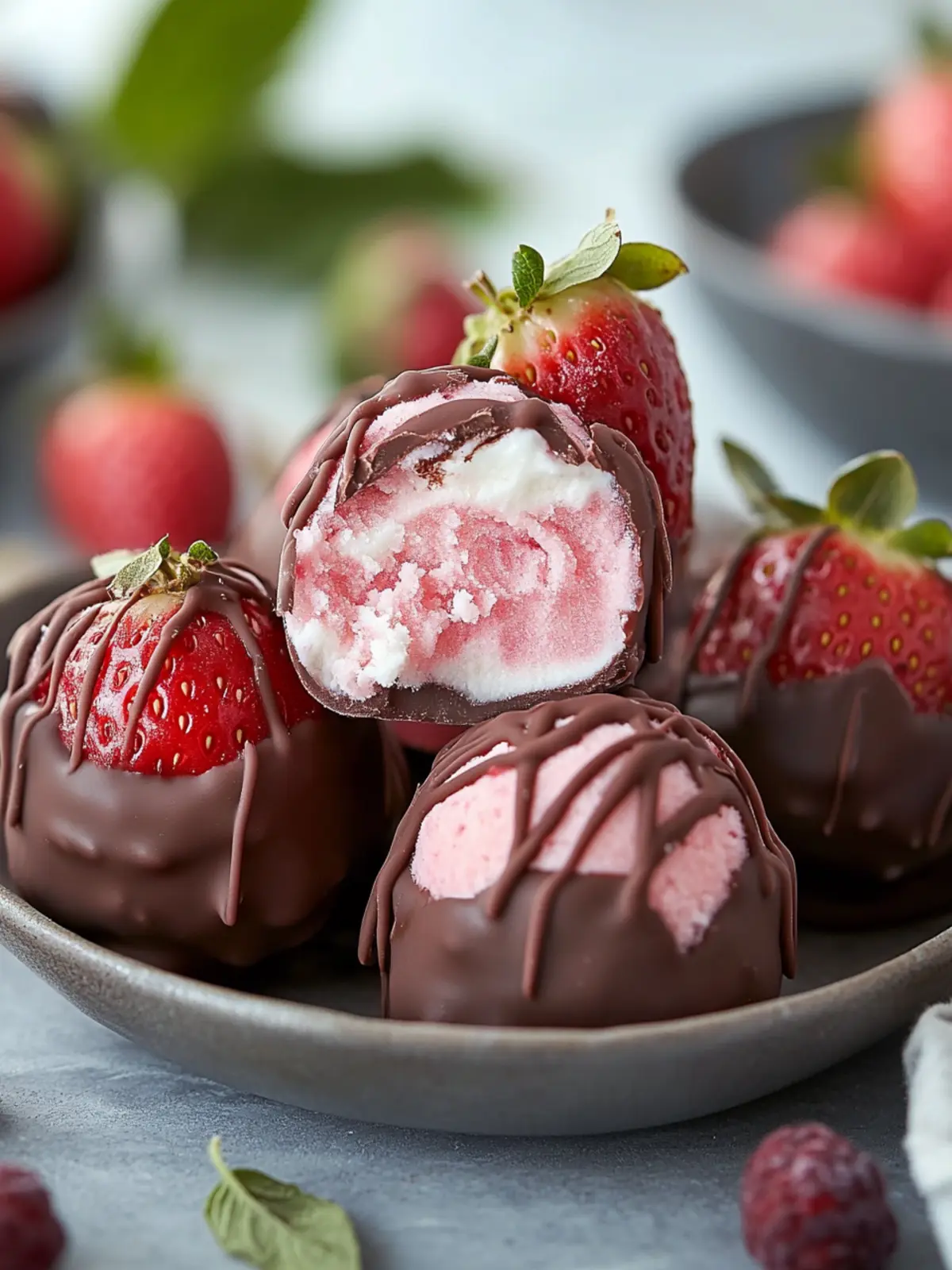 Irresistible Chocolate Strawberry Frozen Yogurt Bites