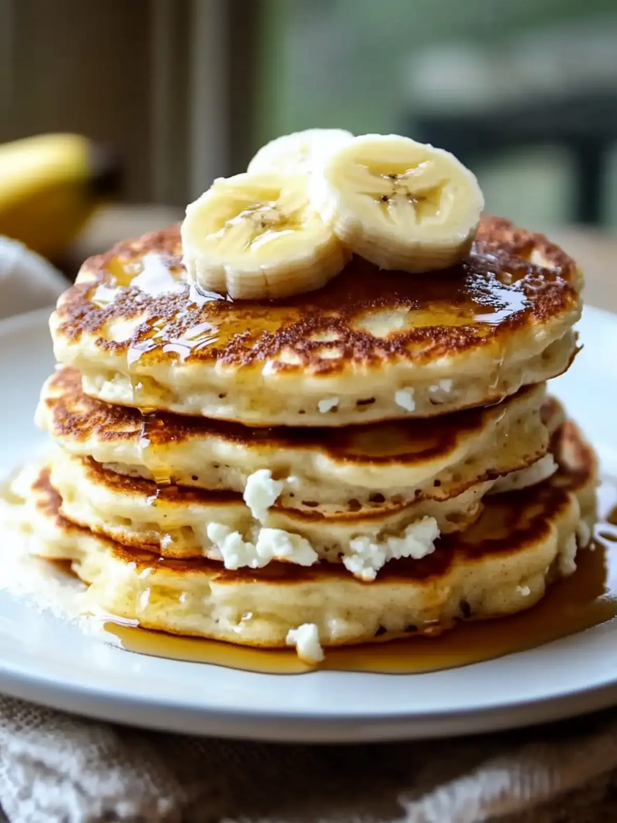 Fluffy Banana Cottage Cheese Pancakes