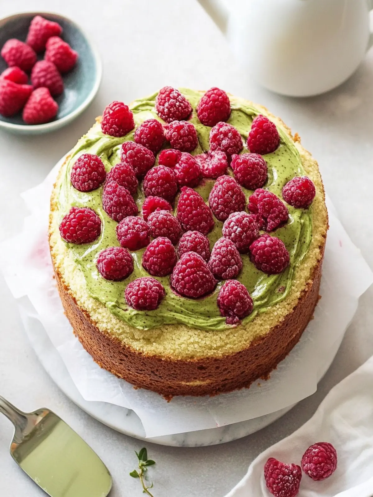 Matcha Raspberry Swirl Pound Cake