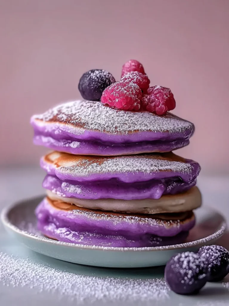 Delicious Ube Mochi Pancakes