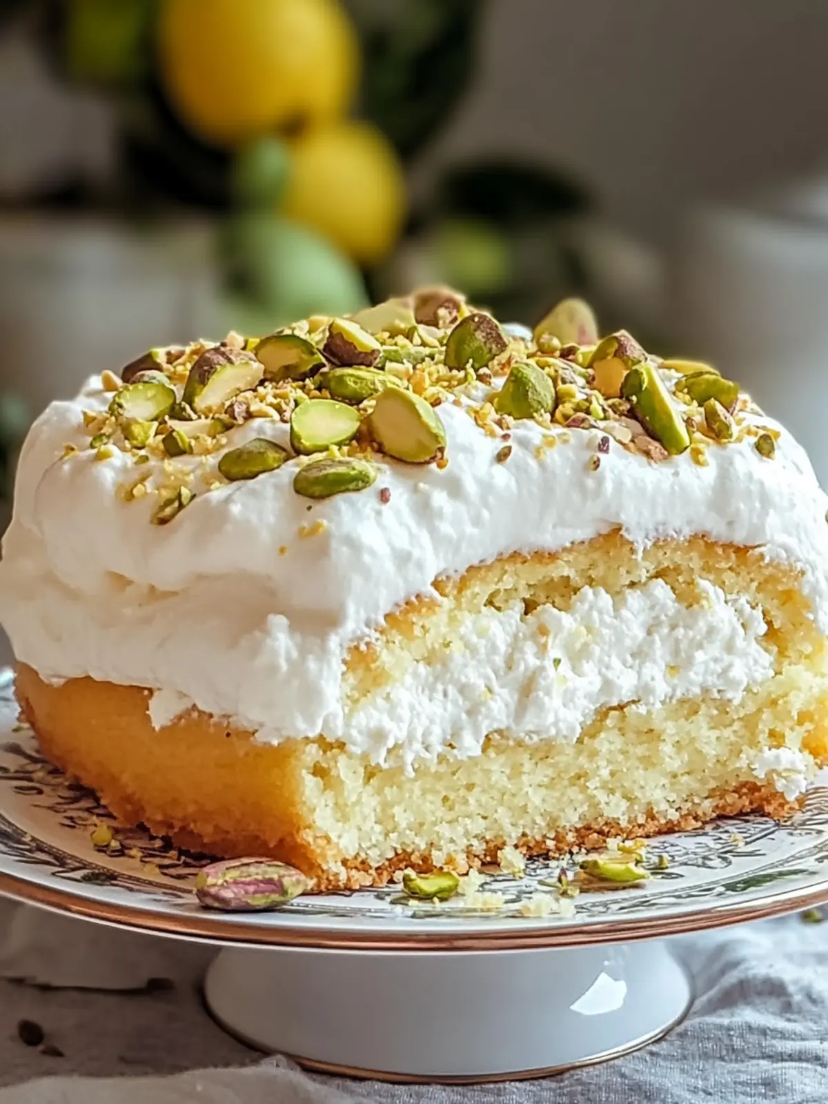 Lemon Pistachio Ricotta Cloud Cake